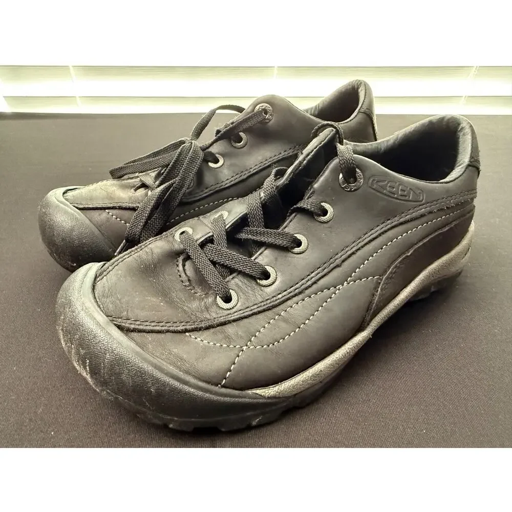 KEEN Toyah Women's Size 6 Black Leather Lace Up Comfort Hiking Shoes 53001-BK